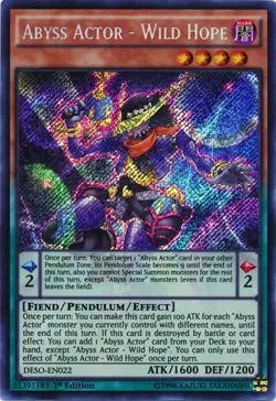 Yugioh! LP Abyss Actor - Wild Hope - DESO-EN022 - Secret Rare - 1st Edition Ligh - Image 1