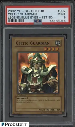 2002 YU-GI-OH! LOB Legend of Blue Eyes 1st Edition #007 Celtic Guardian PSA 9 - Image 1