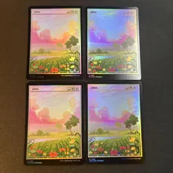 MTG Foil Flat Ground Plains 1468 Set of 4 Mint Condition - Image 1