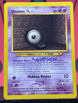 Unown Q 59/105 Neo Destiny 2000 WOTC Regular Uncommon Pokemon TCG VLP - Image 3