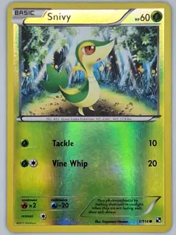 Snivy 1/114 Pokemon - Reverse Holo Black and White Base MP - Image 1