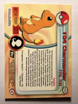 1999 Topps Pokemon TV Animation Series 1 - Charmander #04 Black Logo Non Holo - Image 2