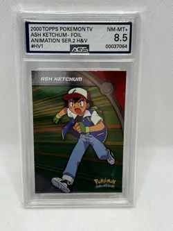 2000 Topps Pokemon TV Ash Ketchum Animation Series 2 #HV1 AGS 8.5 foil - Image 1