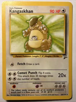 Kangaskhan 26/130 Base Set 2 2000 Pokemon TCG Non Holo Rare Card Vintage WOTC LP - Image 1