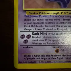 Pokemon TCG: Gengar Fossil Card 20/62 WOTC 1999 Non-Holo NM Condition - Image 2