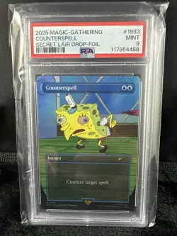 2025 MTG MAGIC THE GATHERING SECRET LAIR SPONGEBOB COUNTERSPELL FOIL PSA 9! - Image 1