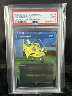 2025 MTG MAGIC THE GATHERING SECRET LAIR SPONGEBOB COUNTERSPELL FOIL PSA 9! - Image 1