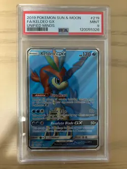 Keldeo GX Full Art #219 - Sun Moon Unified Minds - 2019 - Pokemon Card - PSA 9 - Image 1