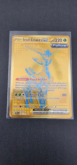 Pokemon TCG Prismatic Evolutions Iron Leaves EX Hyper Rare Gold Holo 176/131 NM - Image 1