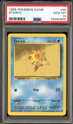 1999 POKEMON GAME BASE SET #65 STARYU PSA 10 GEM MINT - Image 1
