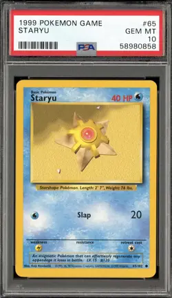 1999 POKEMON GAME BASE SET #65 STARYU PSA 10 GEM MINT - Image 1