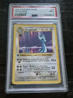 PSA 9 1999 1st Edition Shadowless Dragonair 18/102 Base Set Pokemon Card Rare - Image 1