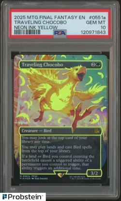 2025 MTG Final Fantasy EN Neon Ink Yellow #0551a Traveling Chocobo PSA 10 - Image 1