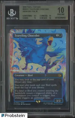2025 MTG Final Fantasy #0551c Traveling Chocobo Neon Ink Blue Foil BGS 10 POP 20 - Image 1