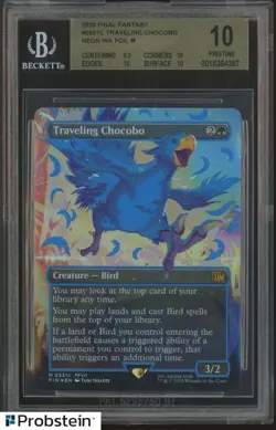 2025 MTG Final Fantasy #0551c Traveling Chocobo Neon Ink Blue Foil BGS 10 POP 20 - Image 1