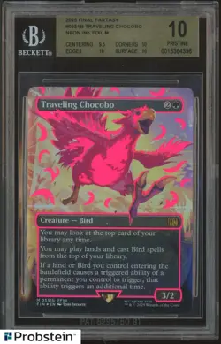 2025 MTG Final Fantasy #0551b Traveling Chocobo Neon Ink Pink Foil BGS 10 POP 40 - Image 1