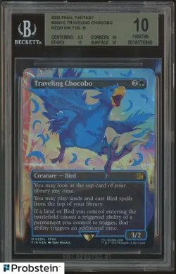 2025 MTG Final Fantasy #0551c Traveling Chocobo Neon Ink Blue Foil BGS 10 POP 18 - Image 1