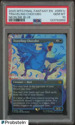2025 MTG Final Fantasy EN Neon Ink Blue #0551c Traveling Chocobo PSA 10 GEM MINT - Image 1
