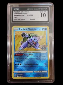 Radiant Blastoise 2022 Pokemon GO Holo 018/078 CGC GEM MINT 10 - Image 1