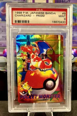 Pokemon Bandai Charizard Japanese Prism #9 PSA 9 Mint - Image 1