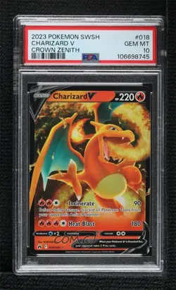 Charizard V Pokemon Sword & Shield Crown Zenith PSA 10 GEM MT 4k5 - Image 1