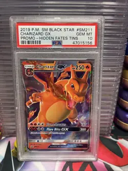 2019 Pokemon SM Black Star Promo SM211 Charizard GX Hidden Fates Tins PSA 10 - Image 1