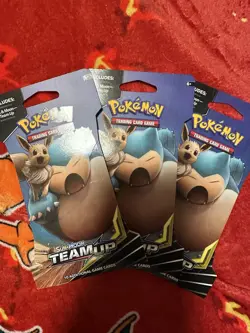 Pokemon Team Up Sleeved Booster Pack Eevee & Snorlax Artwork For 1 Pack Only! - Image 1