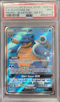 2019 Pokemon Black Star Promo Blastoise GX #SM189 PSA 9 MINT - Image 1