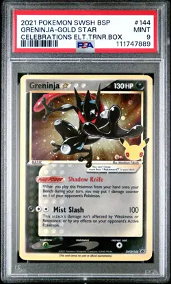 Greninja Gold Star Pokemon TCG SWSH144 Celebrations ETB PSA 9 MINT - Image 1
