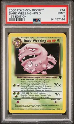 Pokemon Dark Weezing Holo Foil 2000 Team Rocket #14/82 PSA 9 - Image 1