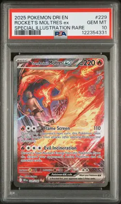 Pokemon S&V Destined Rivals #229 SIR Team Rocket's Moltres ex PSA 10 Gem Mint - Image 1