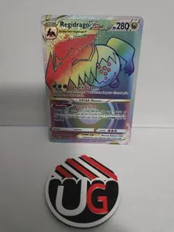 Pokemon TCG Regidrago VSTAR Silver Tempest Rainbow Secret Rare Card 201/195 - Image 1