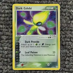 Dark Celebi SWIRL 4/101 2004 Holo Rare EX Hidden Legends Pokemon Card - Image 1