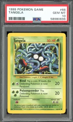 1999 POKEMON BASE SET #66 TANGELA PSA 10 GEM MINT - Image 1