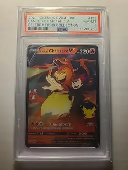 2021 Pokemon Celebrations SWSH133 Lance's Charizard V PSA 8 - Image 1