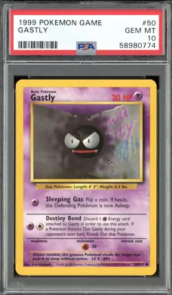 1999 POKEMON BASE SET #50 GASTLY PSA 10 GEM MINT - Image 1