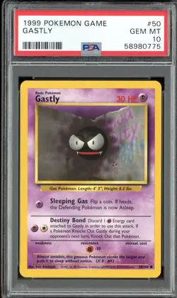 1999 POKEMON BASE SET #50 GASTLY PSA 10 GEM MINT - Image 1