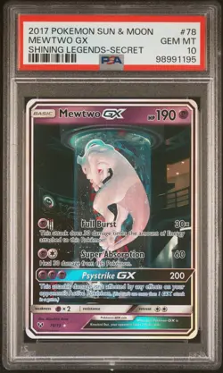 Pokemon Mewtwo GX Shining Legends Secret Rare #78 PSA 10 Gem Mint - Image 1