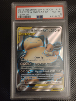 2019 Pokemon SM Team Up Eevee Snorlax GX #171/181 PSA 8 - Image 1
