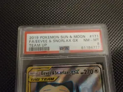 2019 Pokemon SM Team Up Eevee Snorlax GX #171/181 PSA 8 - Image 2