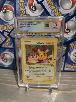 2020 CGA 10 Pikachu Birthday Holo Card #24 Black Star Promo - Image 1