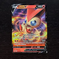 Victini V 025/202 Pokemon Sword & Shield Base Set Holo Ultra Rare Card NM - Image 1