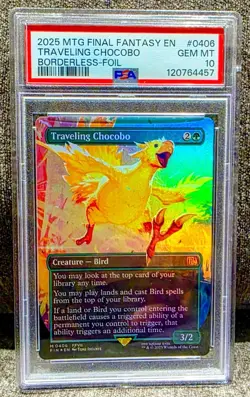 Final Fantasy MTG Magic Traveling Chocobo Borderless *FOIL* Card GEM MINT PSA 10 - Image 1