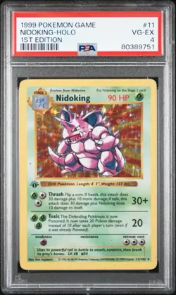 PSA 4 Pokemon Nidoking 11/102 Base Set 1st Edition Shadowless Holo Rare - Image 1