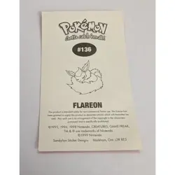 Flareon Sticker Pokemon 1999 Pokemon Vintage Nintendo Game Freak Creatures - Image 2
