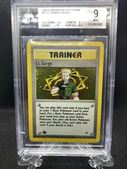 2000 Pokemon Gym Heroes 1st Edition Lt. Surge Holo Rare 17/132 BGS 9 Mint - Image 1