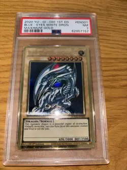 2020 Yugioh Maximum Gold 1st Edition Blue-Eyes White Dragon MAGO-EN001 PSA 7 - Image 2