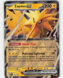 Zapdos ex - 0 Promo SV: Scarlet & Violet Promo Cards 049 NM - Image 1