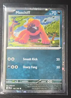 Pokemon TCG Maschiff 142/193 SV Paldea Evolved Cosmos Holo Promo Trading Card - Image 1