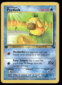 1999 Fossil set Pokemon card 53 Psyduck 1st edition LP - Image 1